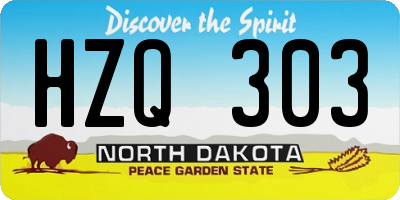ND license plate HZQ303