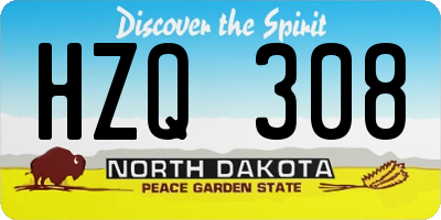 ND license plate HZQ308