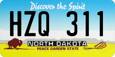 ND license plate HZQ311