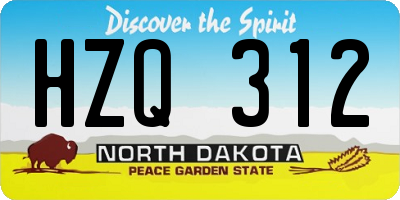ND license plate HZQ312