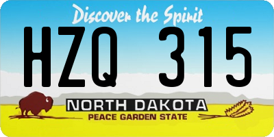 ND license plate HZQ315