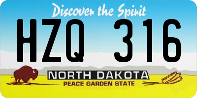 ND license plate HZQ316