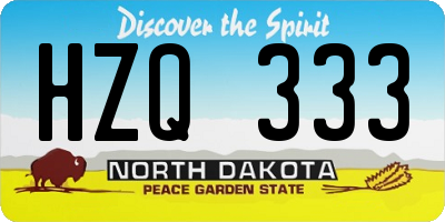 ND license plate HZQ333