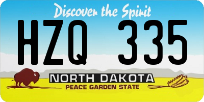ND license plate HZQ335