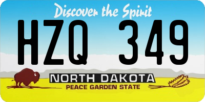 ND license plate HZQ349