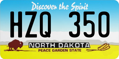 ND license plate HZQ350