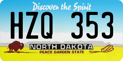 ND license plate HZQ353