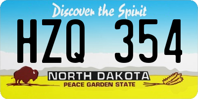 ND license plate HZQ354