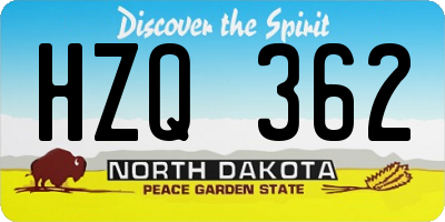 ND license plate HZQ362