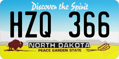 ND license plate HZQ366