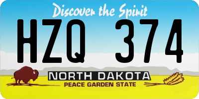 ND license plate HZQ374