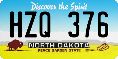 ND license plate HZQ376