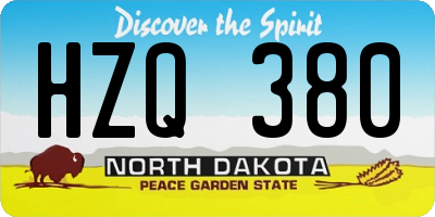 ND license plate HZQ380