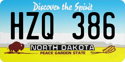 ND license plate HZQ386