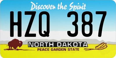 ND license plate HZQ387
