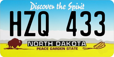 ND license plate HZQ433