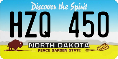 ND license plate HZQ450