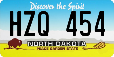 ND license plate HZQ454