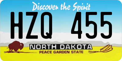 ND license plate HZQ455