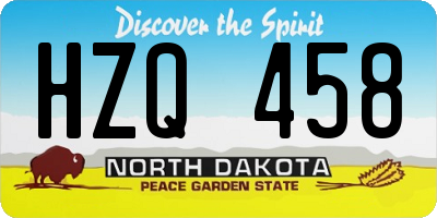 ND license plate HZQ458