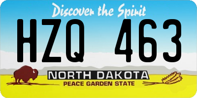 ND license plate HZQ463