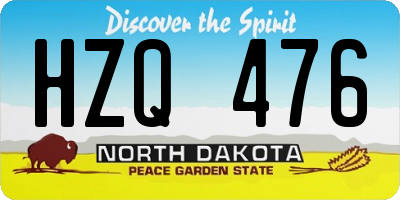 ND license plate HZQ476