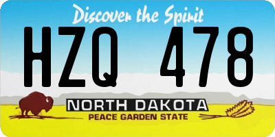 ND license plate HZQ478