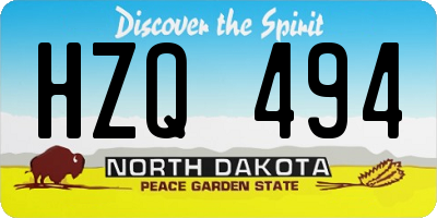 ND license plate HZQ494