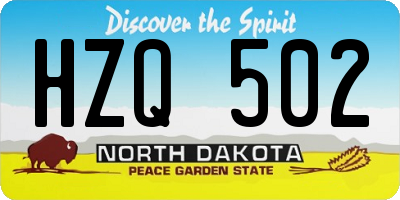 ND license plate HZQ502