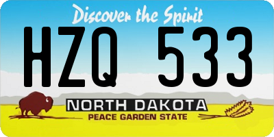ND license plate HZQ533