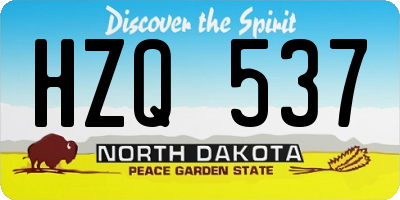 ND license plate HZQ537