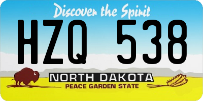 ND license plate HZQ538