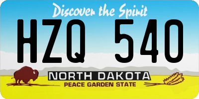 ND license plate HZQ540