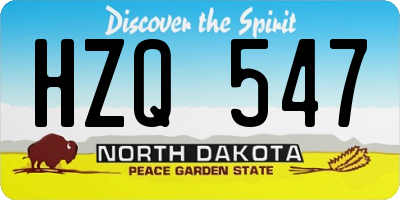 ND license plate HZQ547