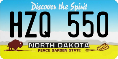 ND license plate HZQ550