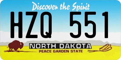 ND license plate HZQ551