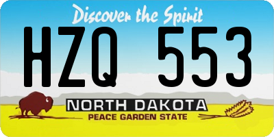 ND license plate HZQ553