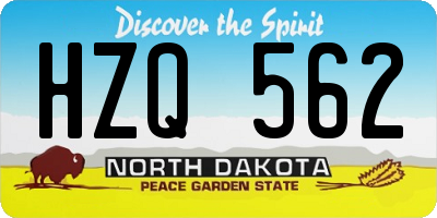 ND license plate HZQ562