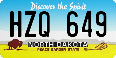 ND license plate HZQ649