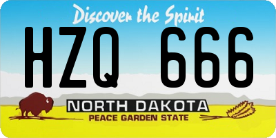 ND license plate HZQ666