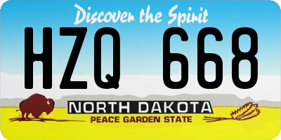 ND license plate HZQ668