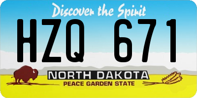 ND license plate HZQ671