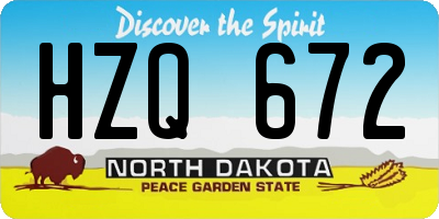 ND license plate HZQ672