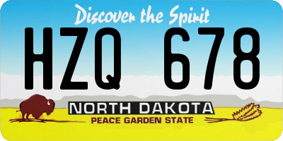 ND license plate HZQ678