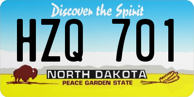 ND license plate HZQ701