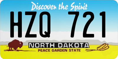 ND license plate HZQ721