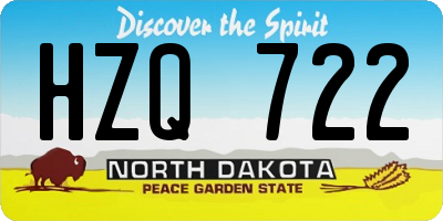ND license plate HZQ722