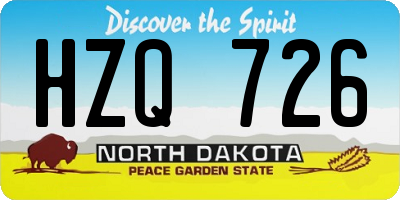 ND license plate HZQ726