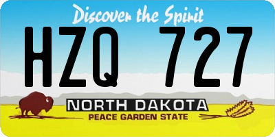 ND license plate HZQ727