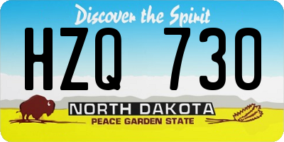 ND license plate HZQ730